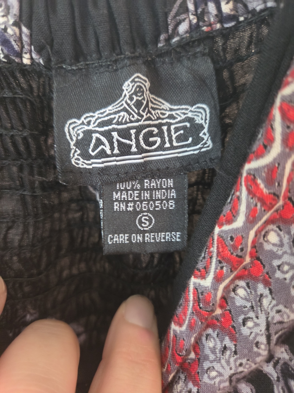 Angie Boho Paisley Maxi Dress Small Black Sleeveless Empire Waist Flowy Festival - Picture 5 of 7